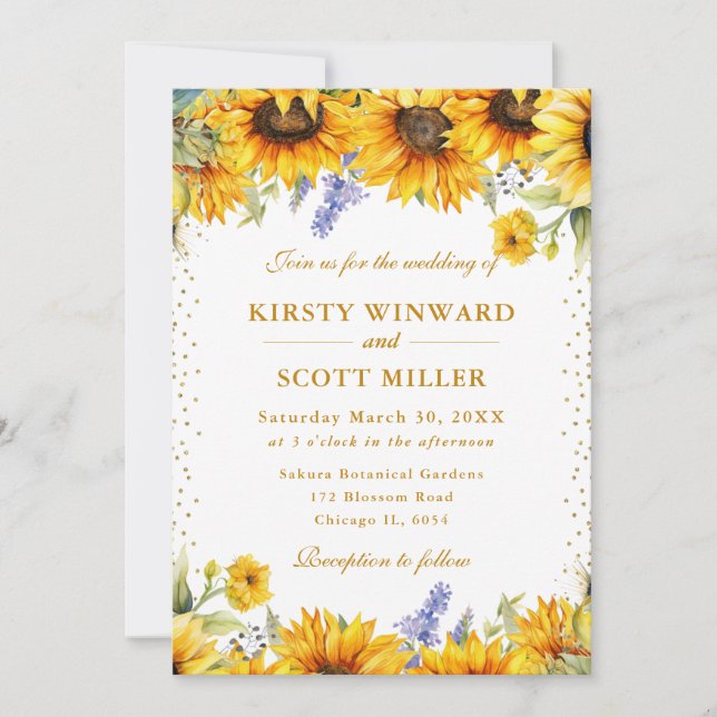 Invitation Mariage de Parties scintillant d'or et de tourneso (Devant)