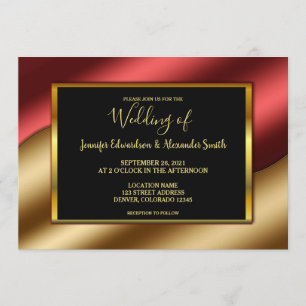 Invitation Mariage de parties scintillant en or rouge moderne