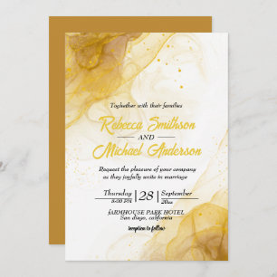Invitation Mariage de Parties scintillant moderne en marbre j