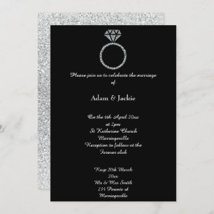 Invitation Mariage de Parties scintillant noire Luxe Diamond 