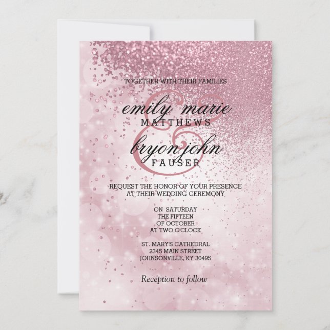 Invitation Mariage de Parties scintillant rose (Dos)