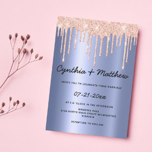 Invitation Mariage de parties scintillant rose en or bleu cla