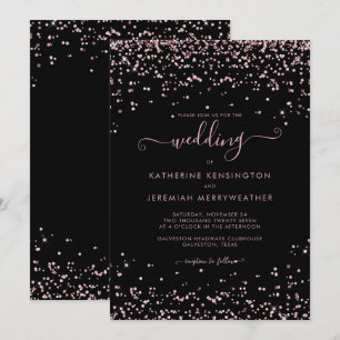 Invitation Mariage de Parties scintillant Rose noir rose or