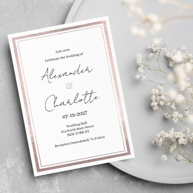 Invitation Mariage de parties scintillant rose rose rose rose (Blush pink rose gold silver glitter Wedding)