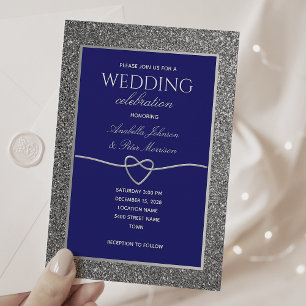 Invitation Mariage de Parties scintillant Royal Blue Silver
