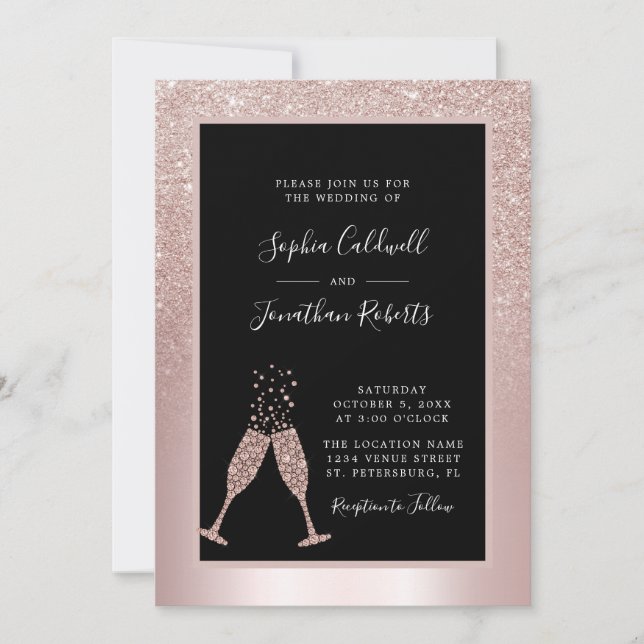 Invitation Mariage de Parties scintillant tout en un toast de (Devant)