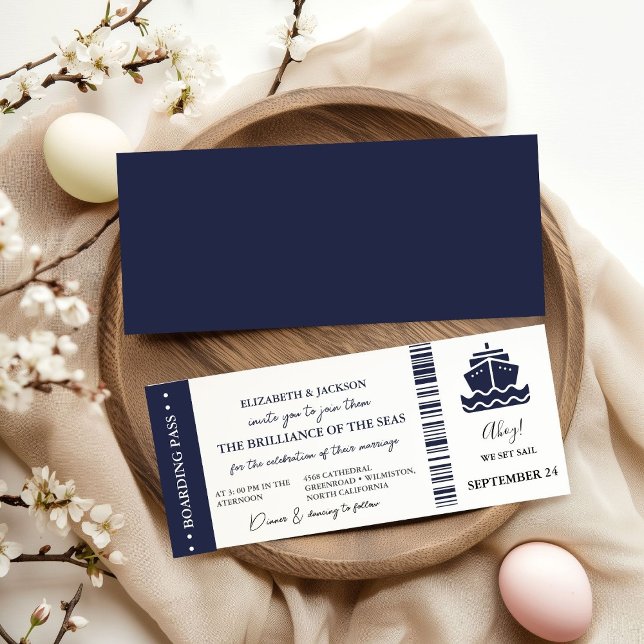 Invitation Mariage de passe de bateau de croisière nautique (Créateur téléchargé)