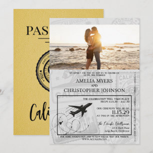 Invitation Mariage de passeport de Californie jaune