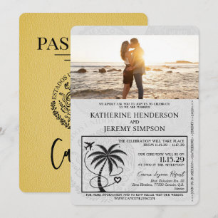 Invitation Mariage de passeport de Cancun jaune