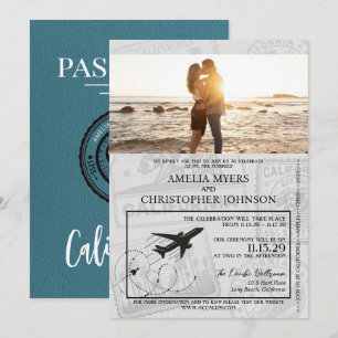 Invitation Mariage de passeport de Cyan California