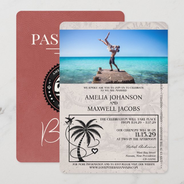 Invitation Mariage de passeport de la Bourgogne Lumière (Devant / Derrière)