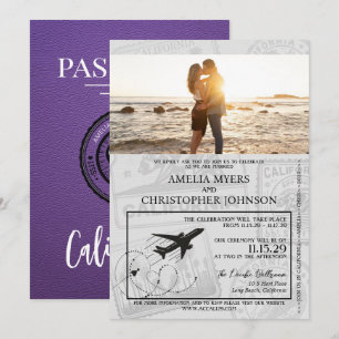 Invitation Mariage de passeport de la Californie violette