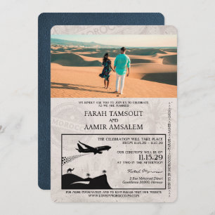 Invitation Mariage de passeport de la Marine bleu Maroc