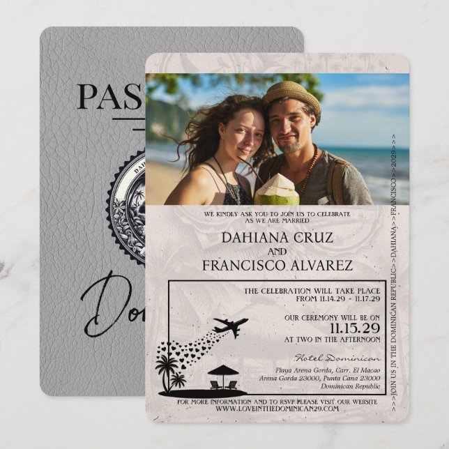 Invitation Mariage de passeport de la République dominicaine  (Devant / Derrière)
