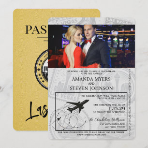 Invitation Mariage de passeport de Las Vegas jaune