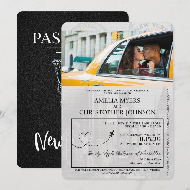 Invitation Mariage de passeport de New York (Devant / Derrière)