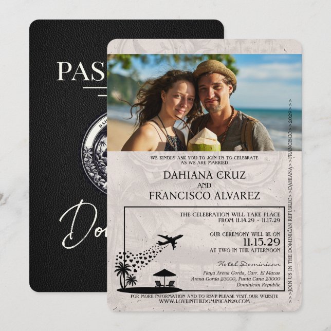 Invitation Mariage de passeport de République dominicaine noi (Devant / Derrière)