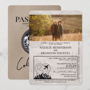 Invitation Mariage de passeport du Colorado beige
