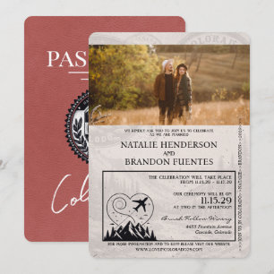 Invitation Mariage de passeport du Colorado en Bourgogne clai