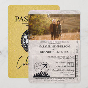 Invitation Mariage de passeport du Colorado jaune