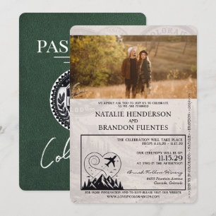 Invitation Mariage de passeport du Colorado Vert