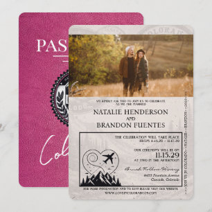 Invitation Mariage de passeport Magenta Pink Colorado