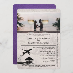 Invitation Mariage de passeport mauve Maldives