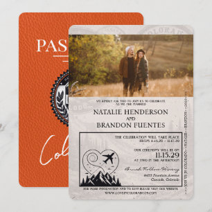 Invitation Mariage de passeport Orange Colorado