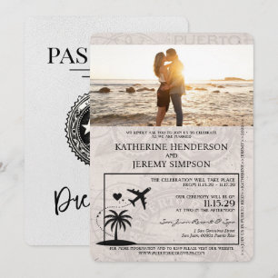 Invitation Mariage de passeport Porto Rico blanc