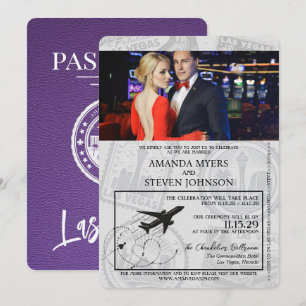 Invitation Mariage de passeport Purple Las Vegas