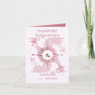 Invitation Mariage de passeport Rose Gold Destination