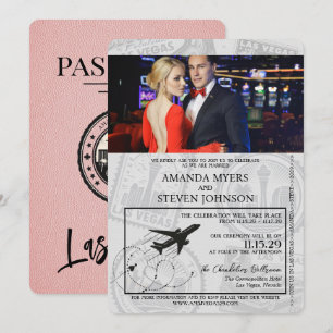 Invitation Mariage de passeport rose Las Vegas