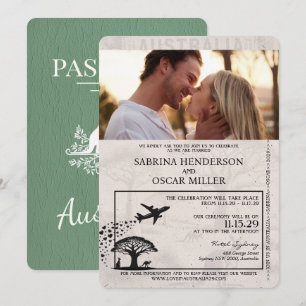 Invitation Mariage de passeport Sage Green Australie
