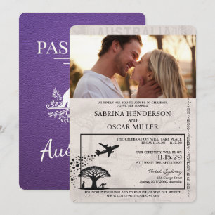 Invitation Mariage de passeport violet Australie