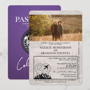 Invitation Mariage de passeport violet du Colorado