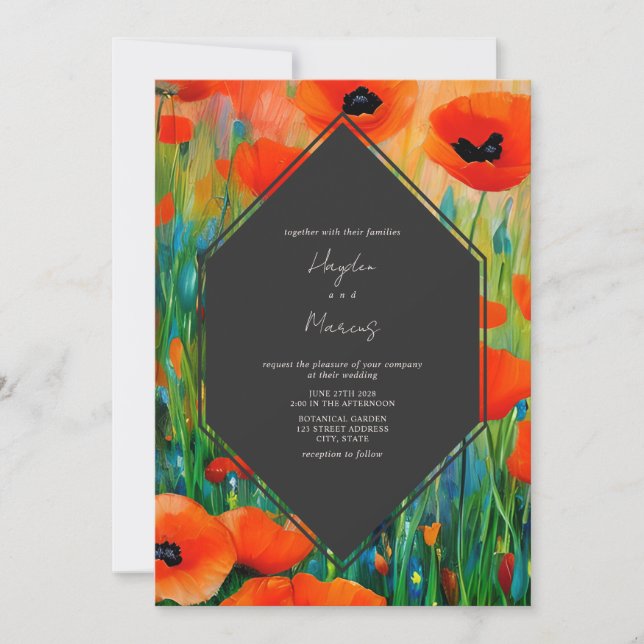 Invitation Mariage de pavot botanique floral (Devant)