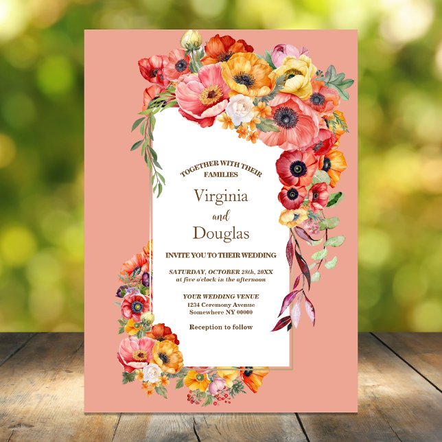 Invitation Mariage de pavots colorés (Créateur téléchargé)