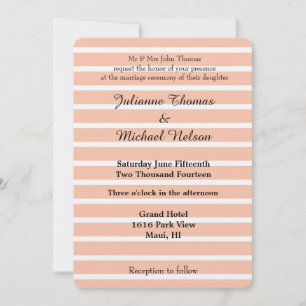 Invitation Mariage de pêche et de bandes blanches