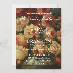 Invitation Mariage de peinture hollandais antique romantique 