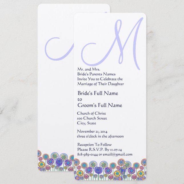 Invitation Mariage de périphérique Lavender Monogram (Devant / Derrière)