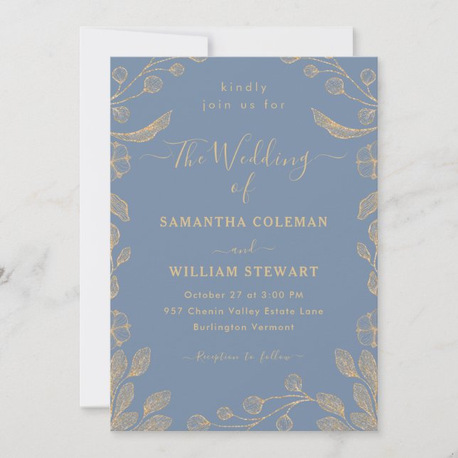 Invitation Mariage de périwinkle floral romantique (Devant)