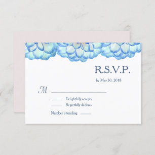 Invitation Mariage de pétales bleu floral blanc roux RSVP