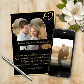 Invitation Mariage de photo en forme de mariée et de chambre 