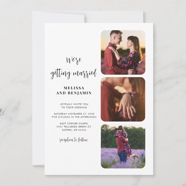 Invitation Mariage de photos de script moderne (Devant)