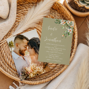 Invitation Mariage de photos florales de Sage Green