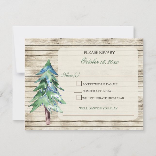 Invitation Mariage de pin de bois rustique (Devant)
