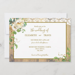Invitation Mariage de pin miellé rustique 2