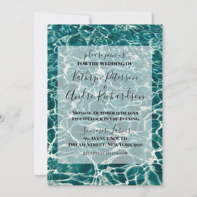 Invitation Mariage de piscine d'été (Devant)