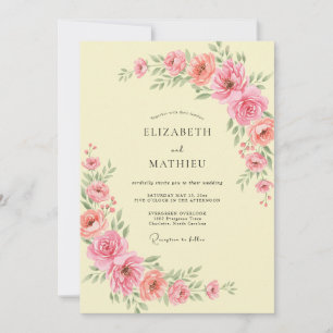 Invitation Mariage de pivoine jaune pâle côtier