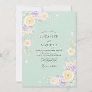 Invitation Mariage de Pivoine Lilas Menthe